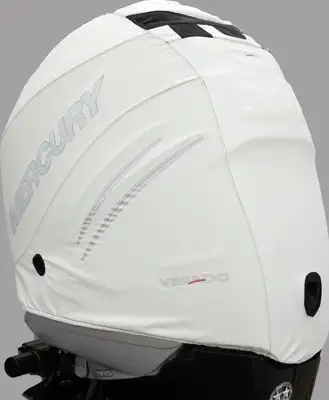 White Mercury Breathable Engine Cover - Verado 6cyl product image on white background