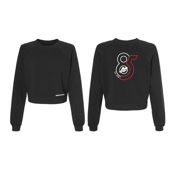 Black womens Crewneck sweater with front chest logo graphic