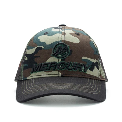 Woodlands Camo/Black Corporal Cap Front Image on white background