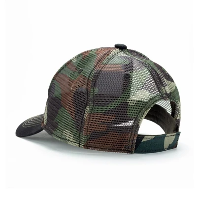 Woodlands Camo/Black Corporal Cap Front Image on white background