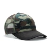 Woodlands Camo/Black Corporal Cap Side Image on white background