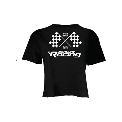 Ladies Racing Flag Crop Tee Front Image on white background