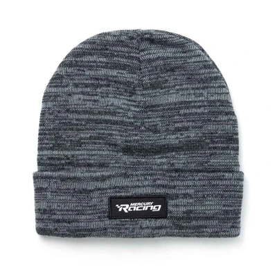 Image of a dark gray beanie with a black and white Mercury Racing patch on the front