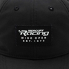 Image of a black hat with a black and white Mercury Racing patch on the front