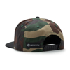 Image of a camo cap with a black and gray Mercury patch on the front