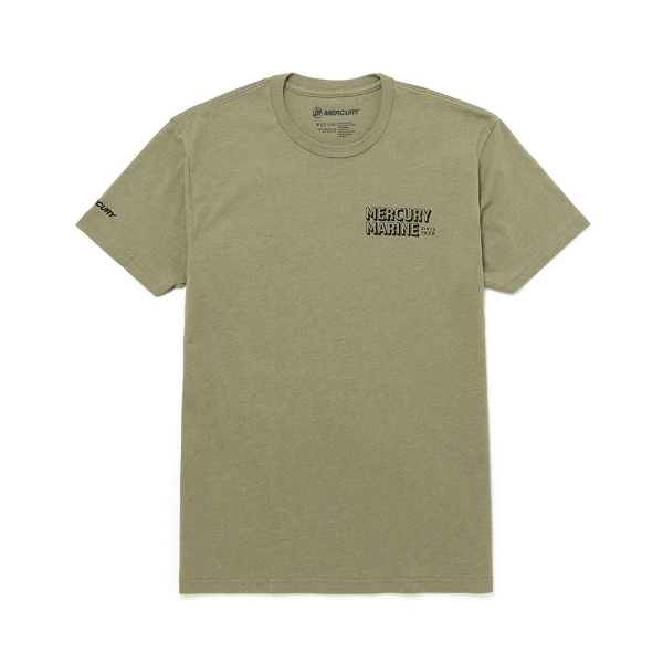 Image of the Reeling Bass Tee with Mercury Marine logo on the left chest and on the right sleeve