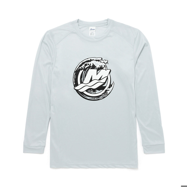 Image of a gray long sleeve tee with black and white Mercury design