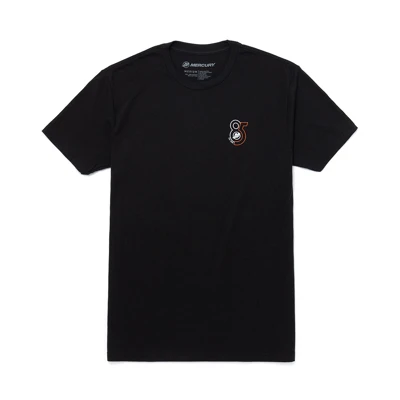 Image of a black tee with white and red 85th anniversary design