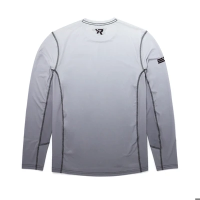 Image of a white to black gradient long sleeve with black Mercury logo