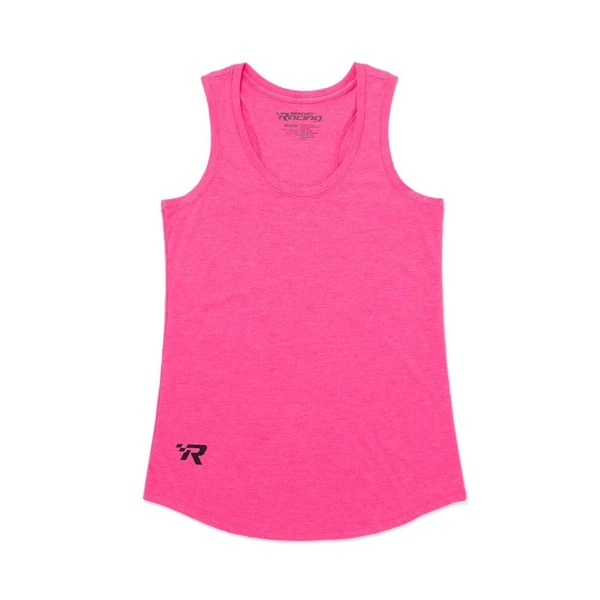 Image of a pink tank top with black Mercury Racing logo