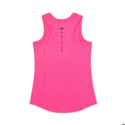 Image of a pink tank top with black Mercury Racing logo