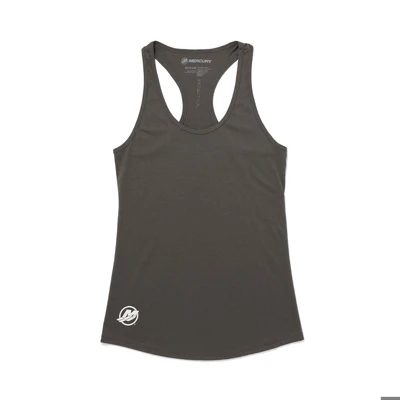 Image of a gray tank top with white Mercury Racing logo
