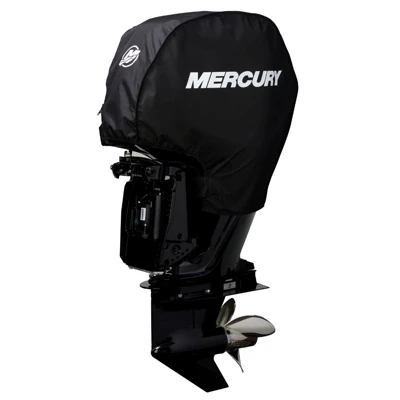 Image of the Black Mercury Tow-n-Stow Engine Cover - 75-115 HP 4 Stroke with white Mercury logo