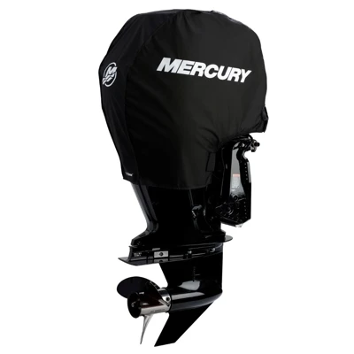 Image of the Black Mercury Tow-n-Stow Engine Cover - 75-115 HP 4 Stroke with white Mercury logo