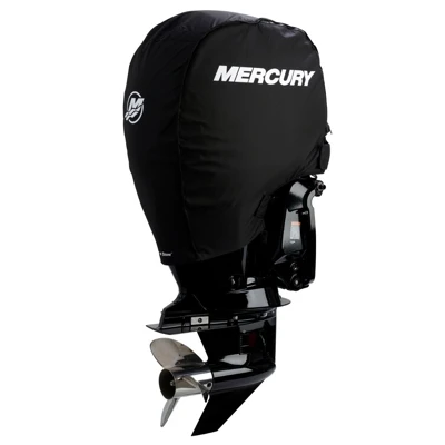 Image of the Black Mercury Tow-n-Stow Engine Cover - 135-150 HP 4 Stroke with white Mercury logo