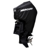 Image of the Black Mercury Tow-n-Stow Engine Cover - 175-225hp, 3.4L V6 2018-2024 with white Mercury logo