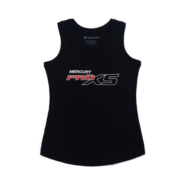 Image of the black  Women's Pro XS Tank with Mercury Pro XS logo on the front