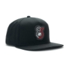 Black 85th Anniversary Flatbill Cap Left Side View Product Image on white background