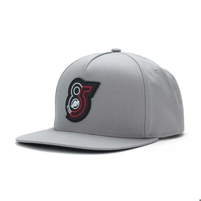 Grey 85th Anniversary Flatbill Cap Left Side View Product Image on white background