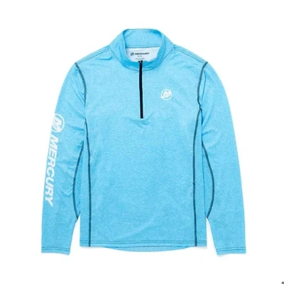 Columbia Blue Quarter Zip Performance Shirt Front Product Image on white background