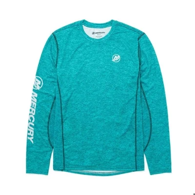 Mint Heather Long Sleeve Performance Shirt Front Product Image on white background