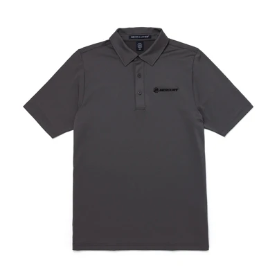 Graphite Performance Flex Polo Product Image with black Mercury Logo