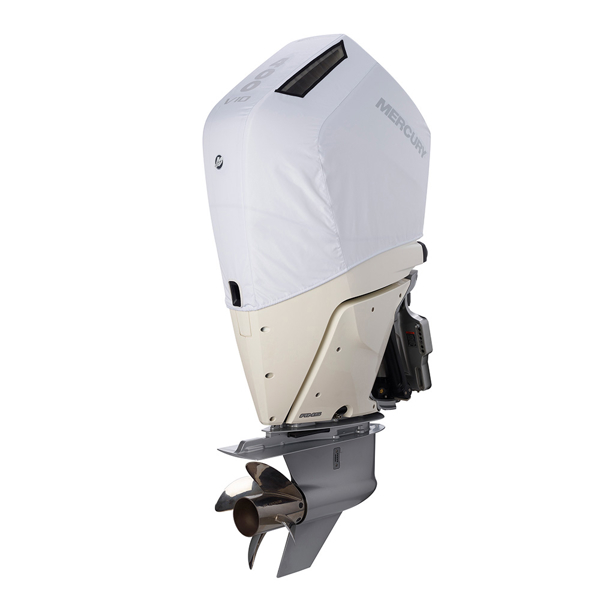 White Mercury Breathable Engine Cover - 400hp, V10 Front Product Image on white background