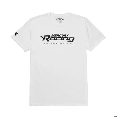 White Mercury Racing Speed Tee Product Image with the Mercury Racing logo on the front