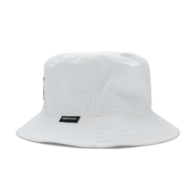 White Mercury Racing Bucket Cap Product Image with Mercury Racing on the front