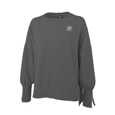 Image of a grey colored long sleeve with white Mercury logo	