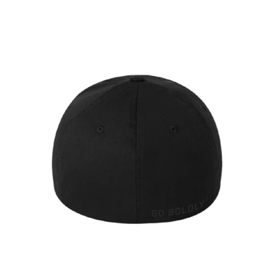 Image of the Black Stretch Fit Cap with Mercury Marine patch on the front