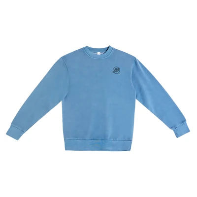 Blue Crewneck front and back image on white background	