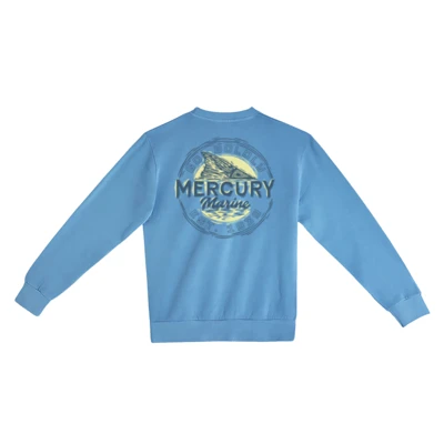 Blue Crewneck front and back image on white background	