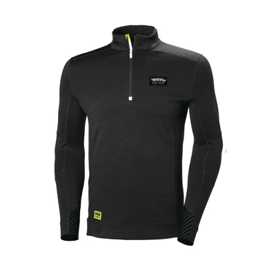 Image of a black quarter zip with Mercury logo	