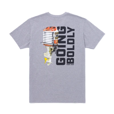 Grey 85th Anniversary Motor Tee Front Product Image on white background	