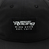 Image of a black hat with a black and white Mercury Racing patch on the front