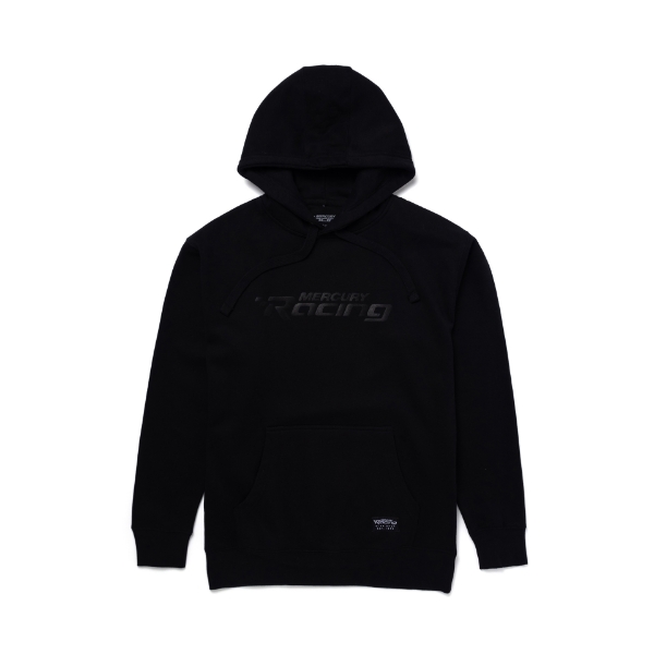 Black Mercury Racing Power Hoodie Product Image with Mercury Racing logo on front