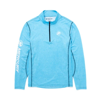 Columbia Blue Quarter Zip Performance Shirt Front Product Image on white background	