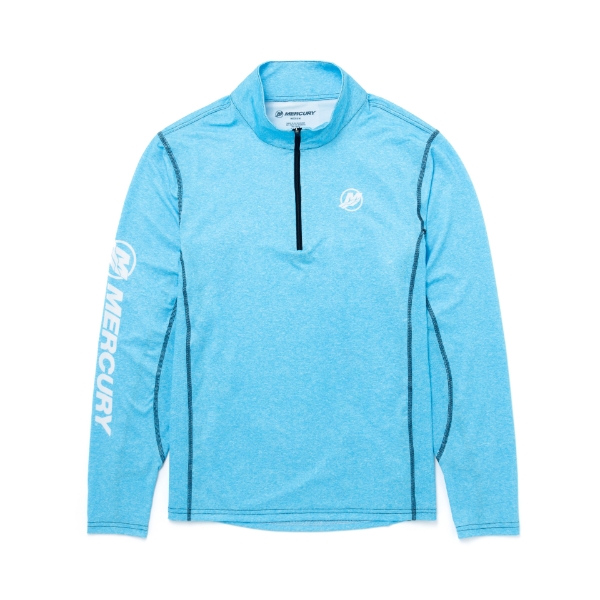 Columbia Blue Quarter Zip Performance Shirt Front Product Image on white background	