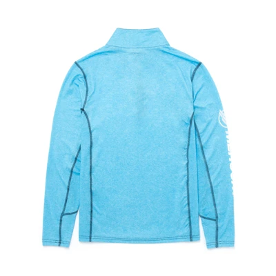 Columbia Blue Quarter Zip Performance Shirt Front Product Image on white background	