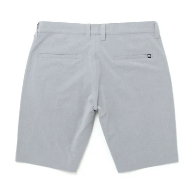 Image of gray performance shorts with black Mercury logo