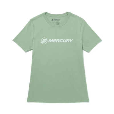 Image of a green tee with white Mercury logo on the front