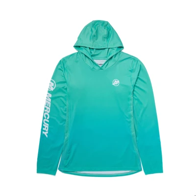 Hooded Performance Shirt - Aqua Gradient Front Image on white background