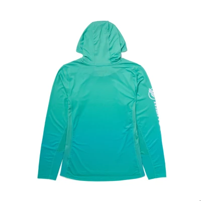 Hooded Performance Shirt - Aqua Gradient Front Image on white background