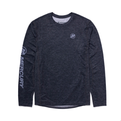 Image of the Long Sleeve Performance Shirt with Mercury logo on the left chest and on the right sleeve