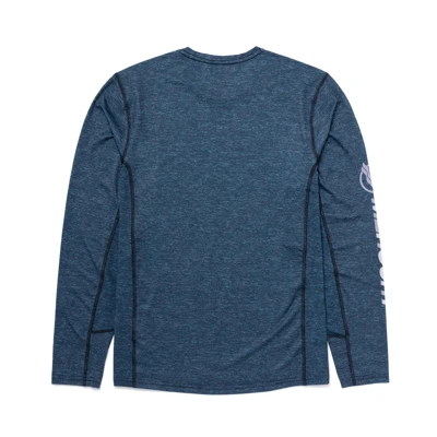 Image of the Slate Long Sleeve Performance Shirt with Mercury logo on the left chest and on the right sleeve