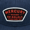 Mercury Marine Go Boldly Logo on the front of Navy Heather Go Boldly Patch Cap