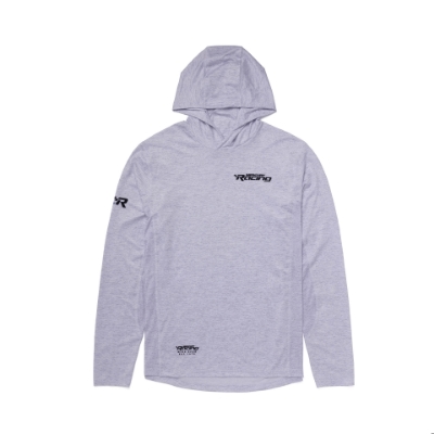 White heather Mercury Racing Performance Hoodie front image on white background	