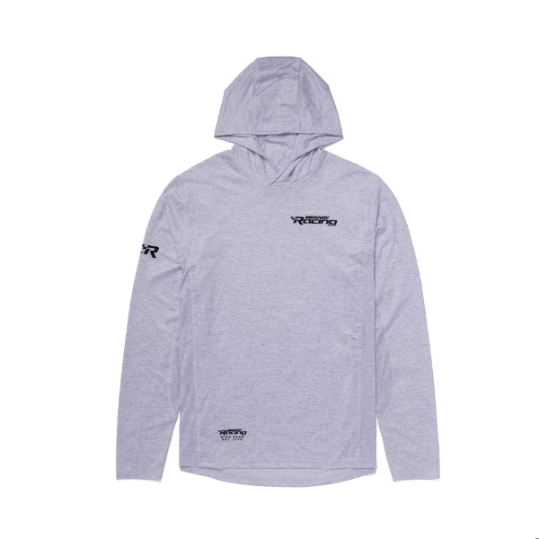 White heather Mercury Racing Performance Hoodie front image on white background	