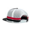 Back image of the Striped Trucker Cap with red and black striped on the side